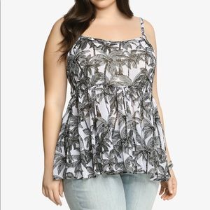 Palm Tree Chiffon Babydoll Tank Top